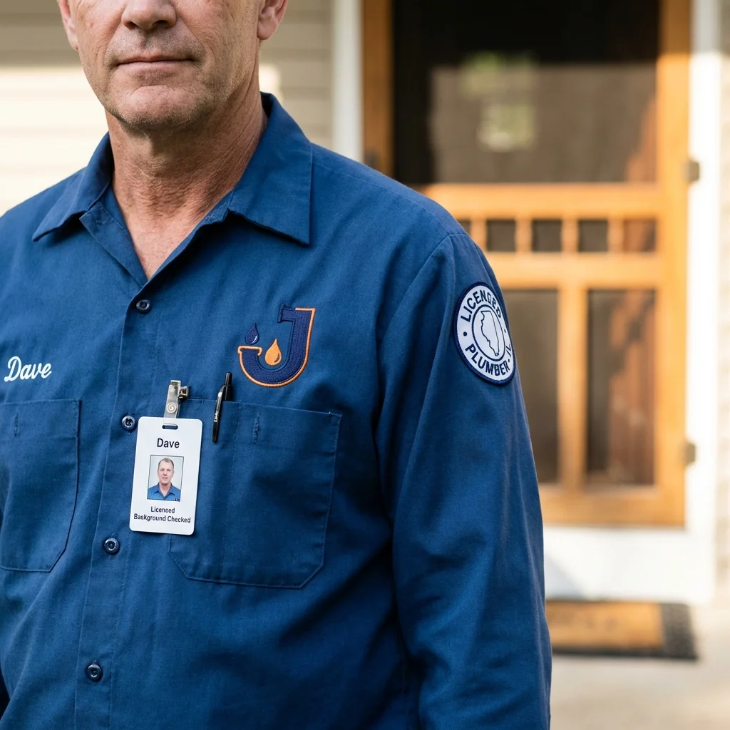 Licensed plumber showing ID badge in Island Lake, IL