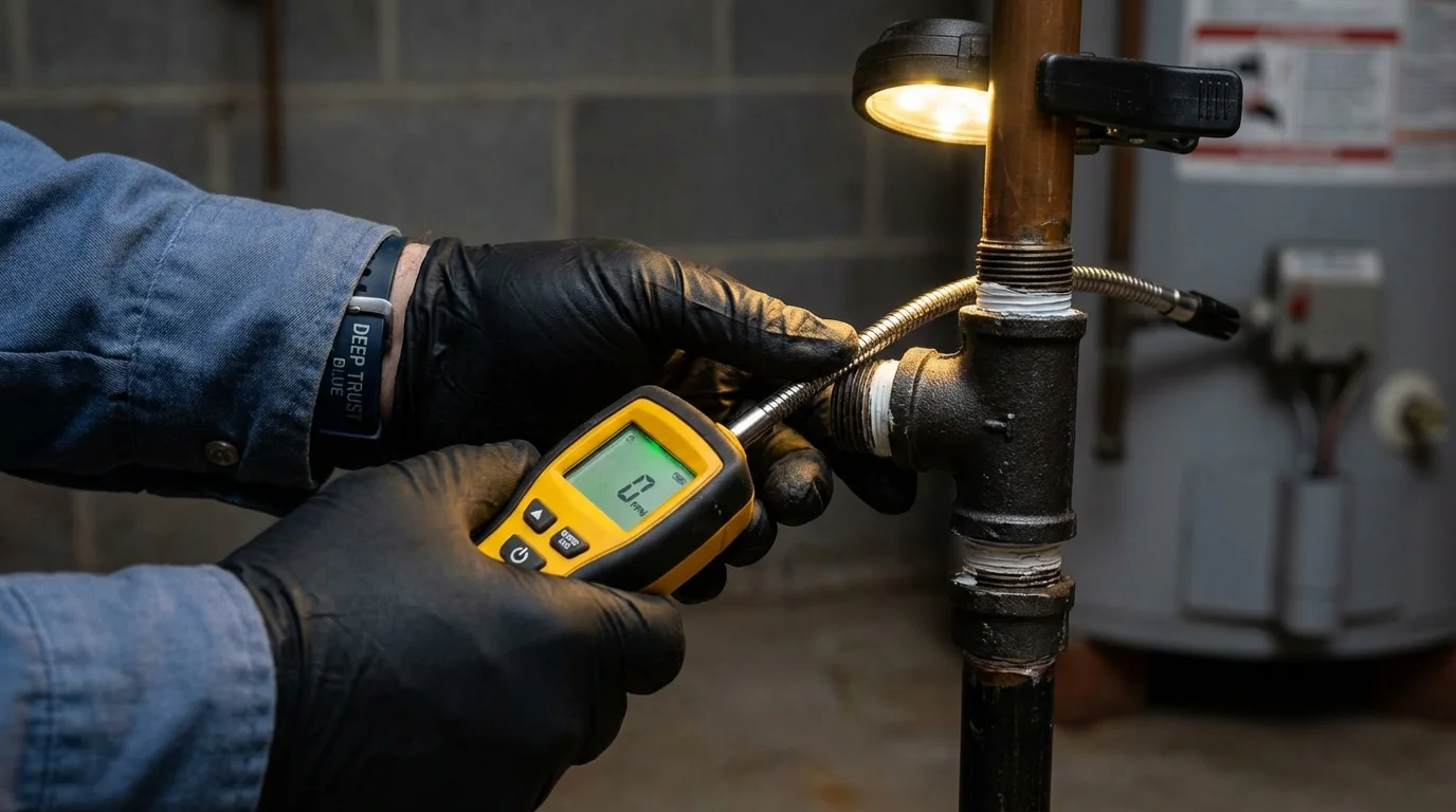 Gas leak detection with electronic sniffer by Johns Plumbing LLC in Island Lake