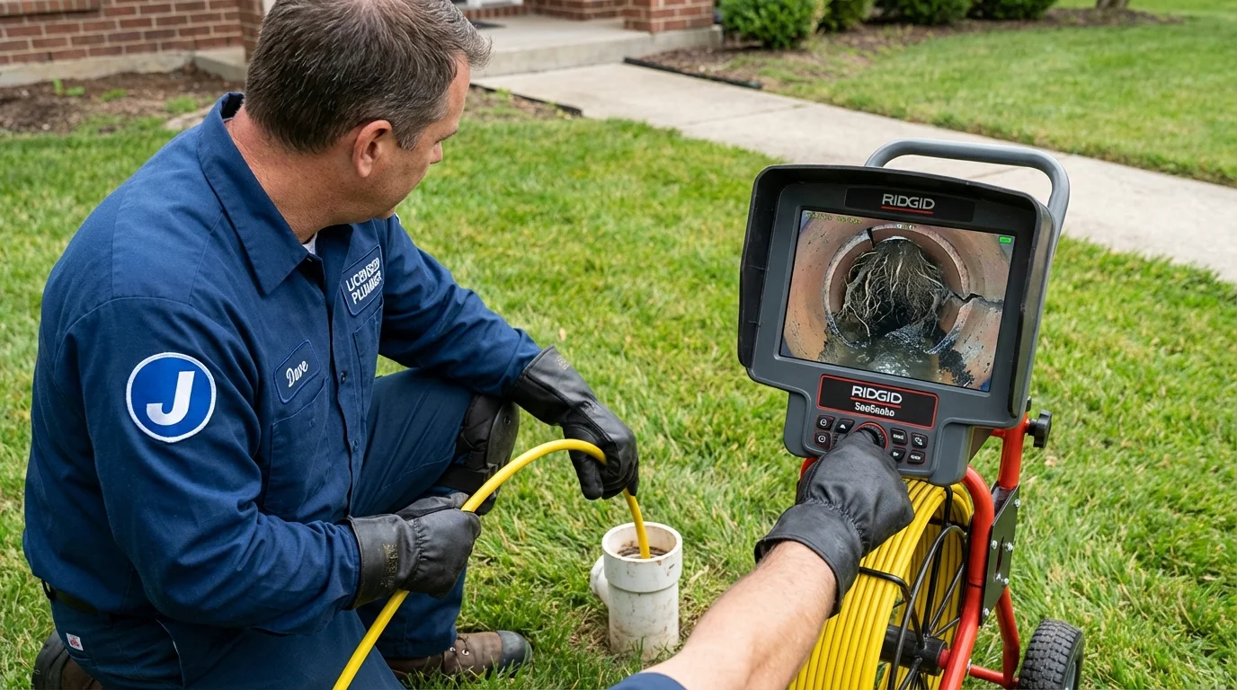 Sewer camera inspection being performed by Johns Plumbing LLC in Island Lake