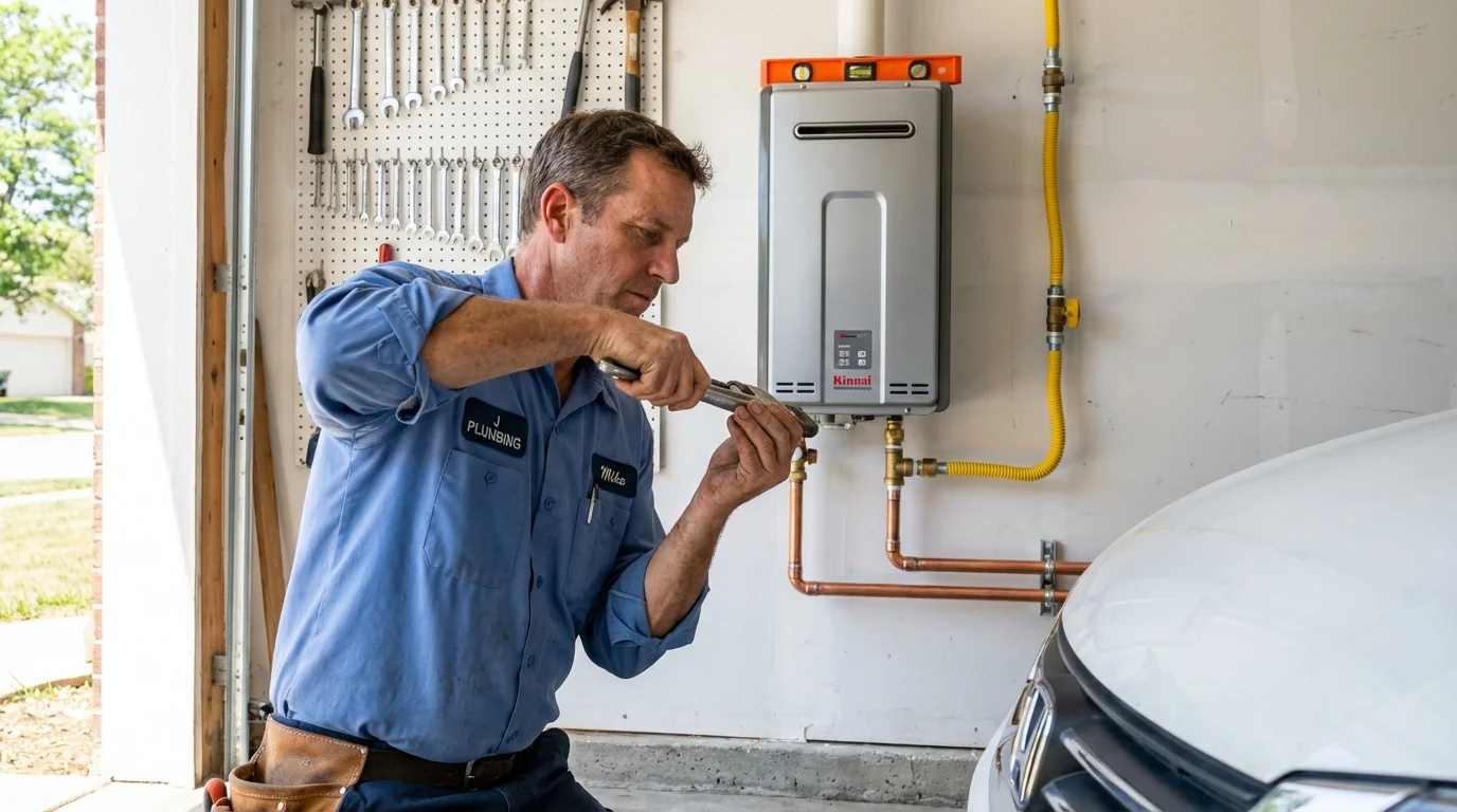 Tankless water heater installation by a Johns Plumbing LLC plumber in Island Lake